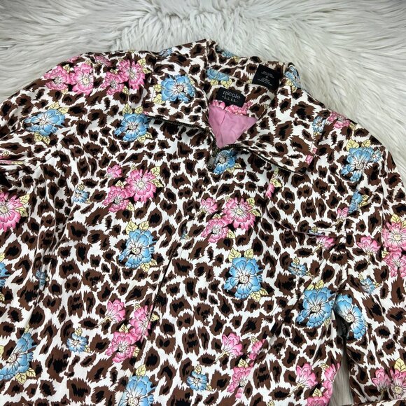 Vintage Y2K Nicole Miller Mixed Animal Floral Print Zip Front Jacket Coat - Picture 2 of 7